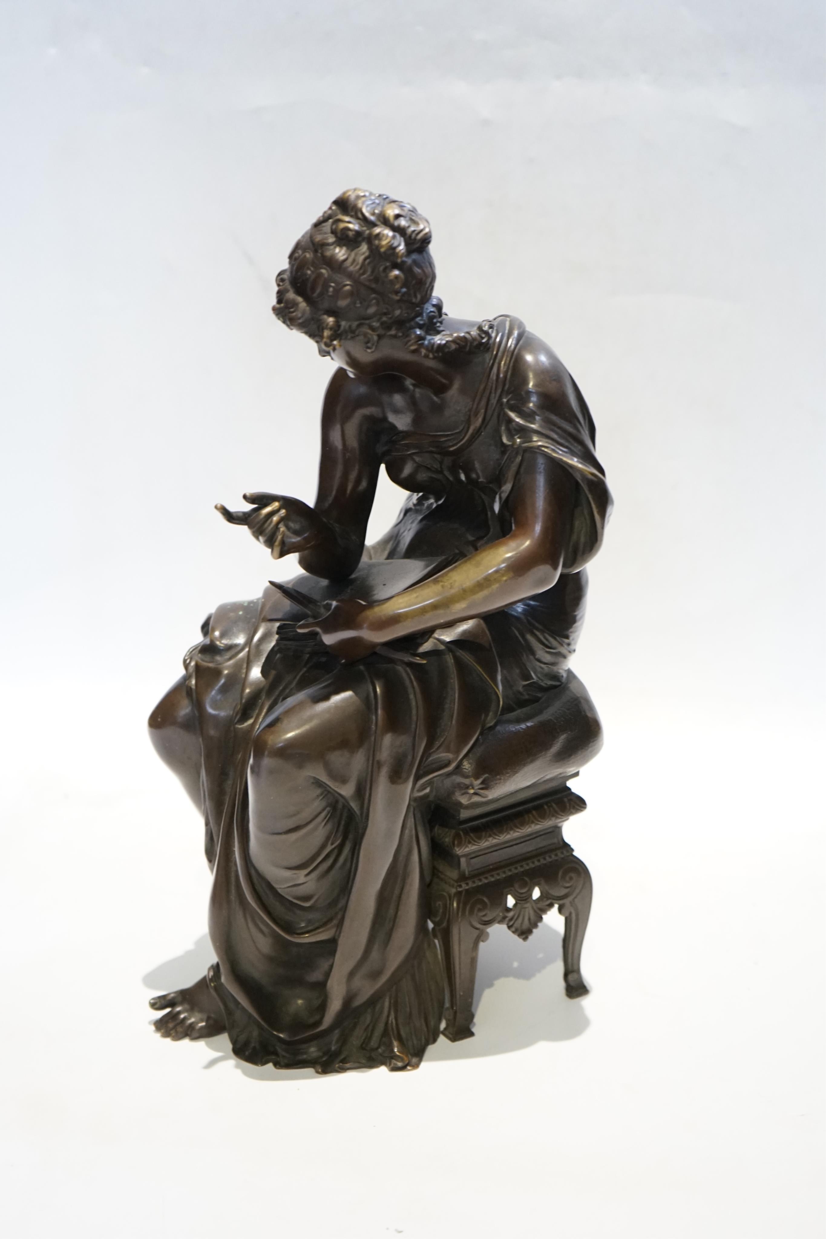 A 19th century French bronze figure of Sappho